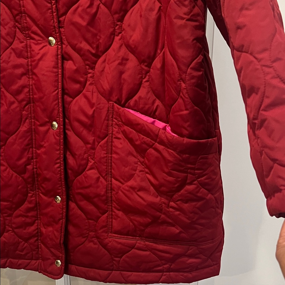 J. Crew Women's Deep Red Quilted Puffer Jacket - Picture 4 of 10